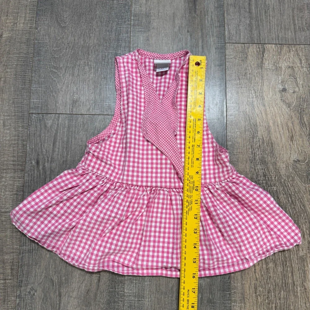 Vintage OshKosh Pink White Gingham Sleeveless Dress Jumper‎ 2T Made in USA